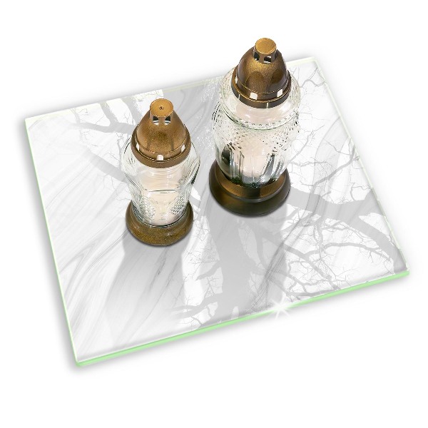 Glasunterlage für Grabkerzen Zarter Marmor