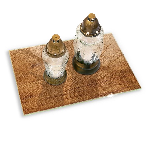 Glasunterlage für Grabkerzen Holzbrettstruktur