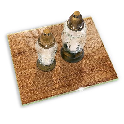 Glasunterlage für Grabkerzen Holzbrettstruktur