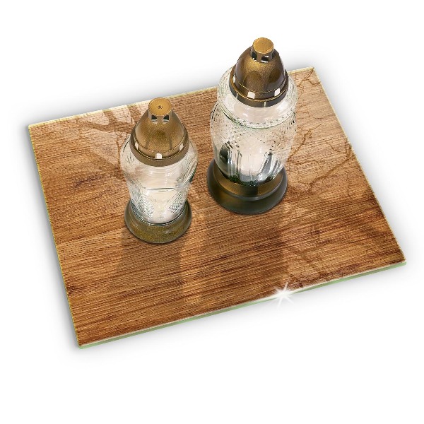 Glasunterlage für Grabkerzen Holzbrettstruktur