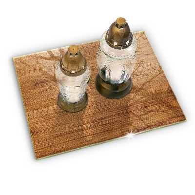 Glasunterlage für Grabkerzen Holzbrettstruktur