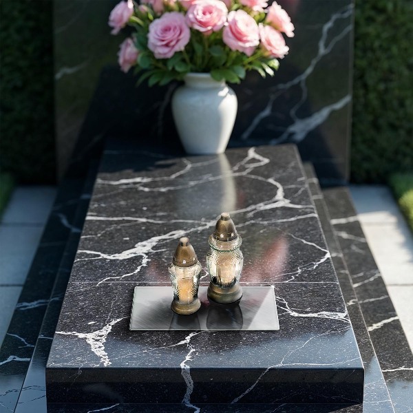 Grabkerze Untersetzer Hintergrund mit Metalltextur