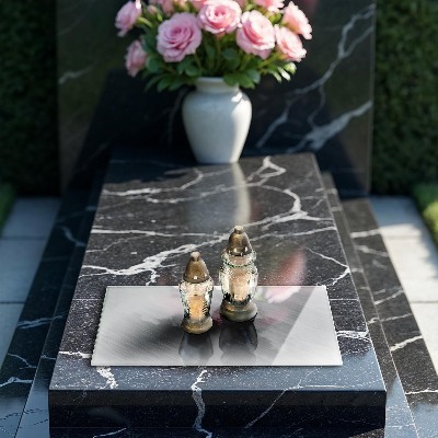 Grabkerze Untersetzer Hintergrund mit Metalltextur