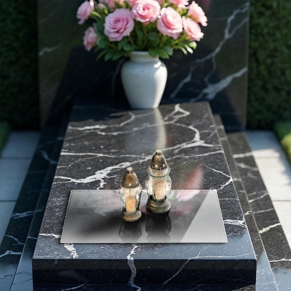 Glasunterlage für Grabkerzen Metallische Textur