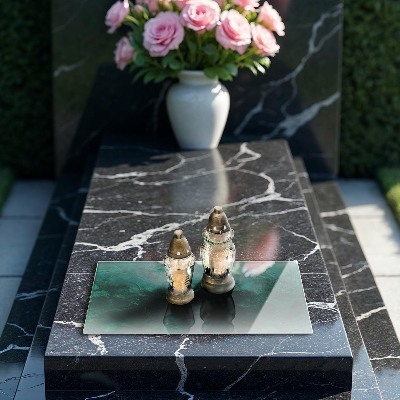 Glasunterlage für Grabkerzen Steinhintergrundtextur