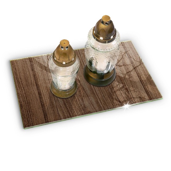 Glasunterlage für Grabkerzen Holzstruktur