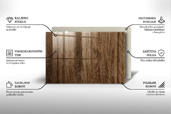 Glasunterlage für Grabkerzen Holzstruktur