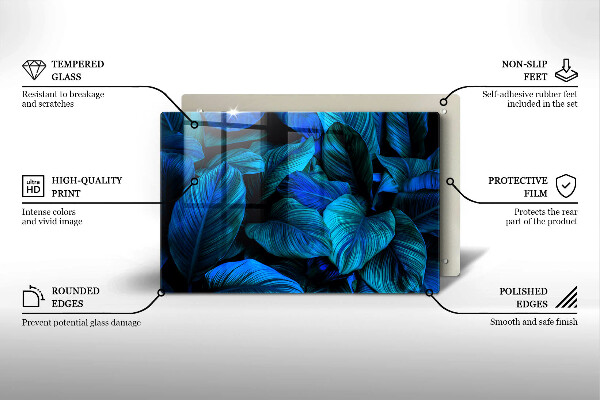 Glasunterlage für Grabkerzen Blätter der Dschungelvegetation