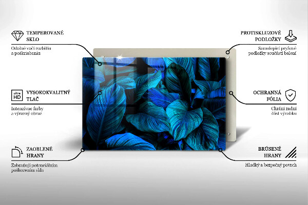 Glasunterlage für Grabkerzen Blätter der Dschungelvegetation