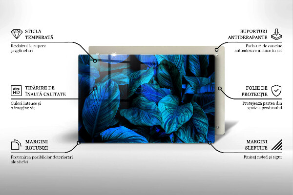 Glasunterlage für Grabkerzen Blätter der Dschungelvegetation