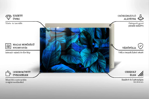 Glasunterlage für Grabkerzen Blätter der Dschungelvegetation