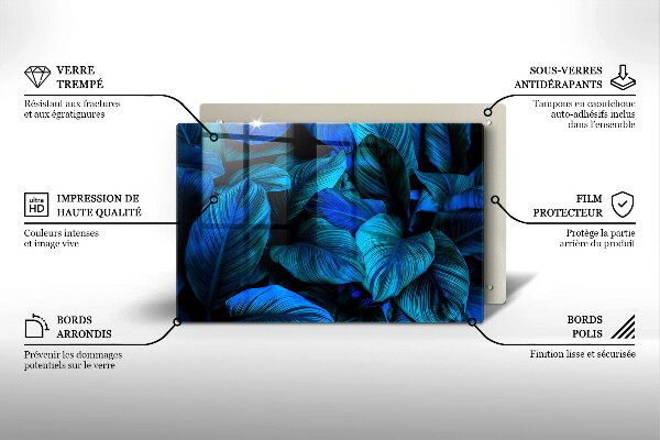 Glasunterlage für Grabkerzen Blätter der Dschungelvegetation