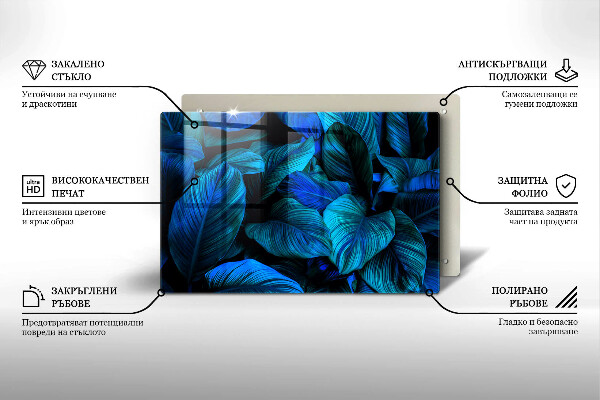Glasunterlage für Grabkerzen Blätter der Dschungelvegetation