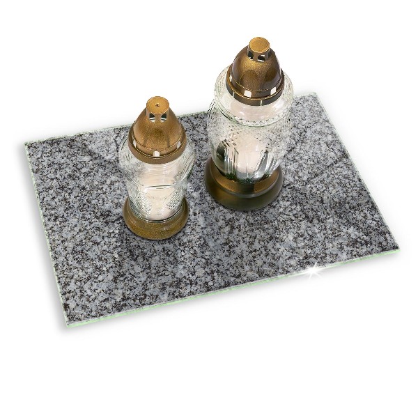 Glasunterlage für Grabkerzen Steintextur