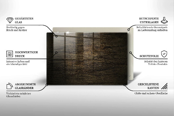 Glasunterlage für Grabkerzen Holzstruktur Rinde