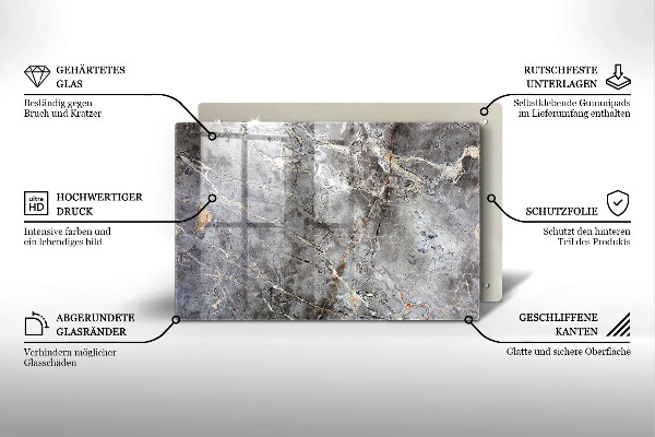 Glasunterlage für Grabkerzen Steintextur