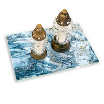 Glasunterlage für Grabkerzen Struktur mit Gold