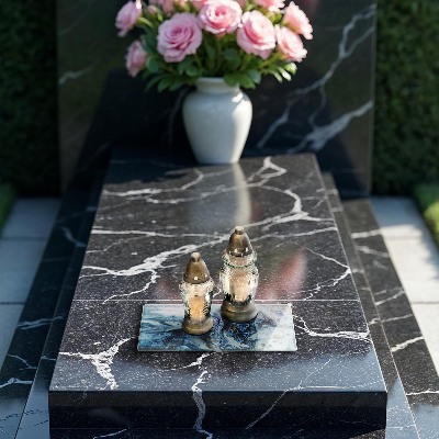 Glasunterlage für Grabkerzen Struktur mit Gold