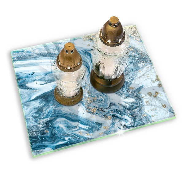 Glasunterlage für Grabkerzen Struktur mit Gold