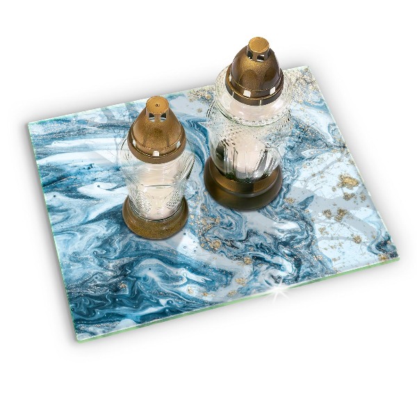 Glasunterlage für Grabkerzen Struktur mit Gold