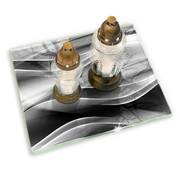 Glasunterlage für Grabkerzen Abstrakte, sanfte Linien