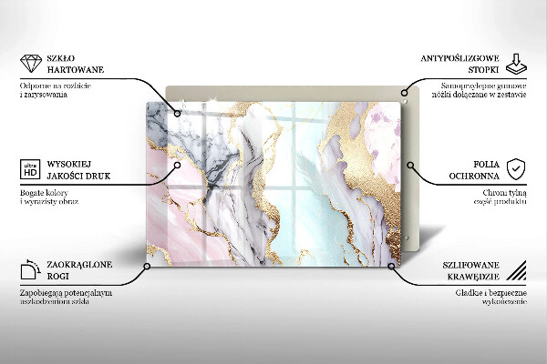 Glasunterlage für Grabkerzen Pastellfarbener Marmor