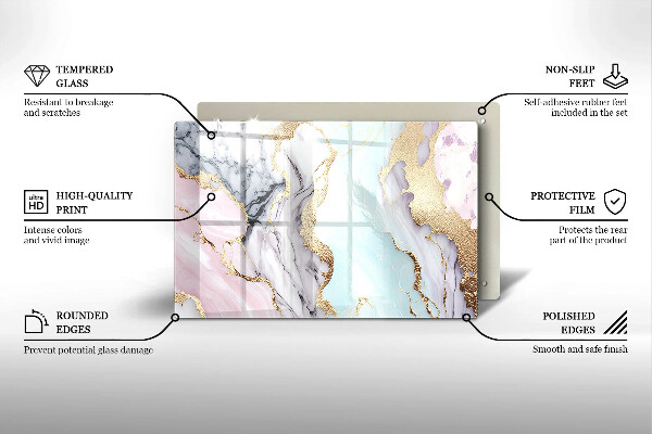 Glasunterlage für Grabkerzen Pastellfarbener Marmor