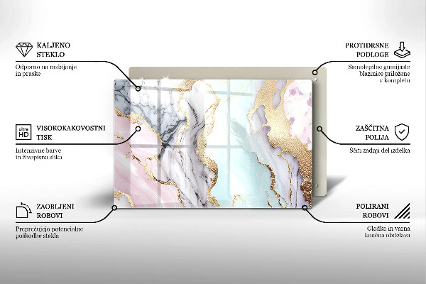 Glasunterlage für Grabkerzen Pastellfarbener Marmor