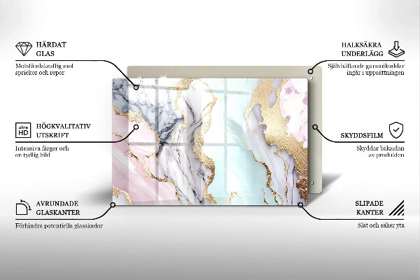 Glasunterlage für Grabkerzen Pastellfarbener Marmor