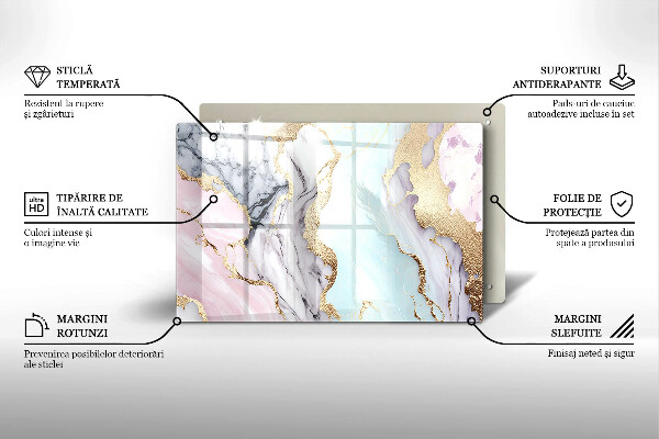 Glasunterlage für Grabkerzen Pastellfarbener Marmor