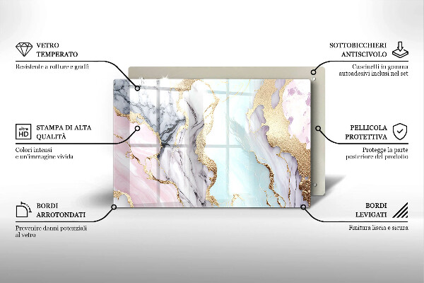 Glasunterlage für Grabkerzen Pastellfarbener Marmor