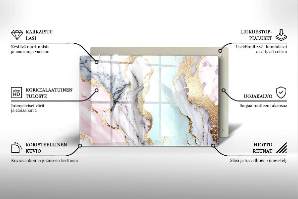 Glasunterlage für Grabkerzen Pastellfarbener Marmor