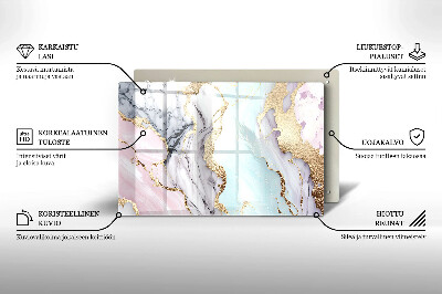 Glasunterlage für Grabkerzen Pastellfarbener Marmor