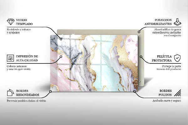 Glasunterlage für Grabkerzen Pastellfarbener Marmor