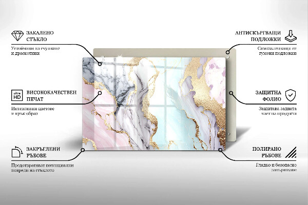 Glasunterlage für Grabkerzen Pastellfarbener Marmor