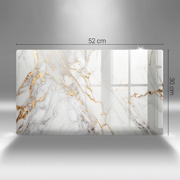 Grabkerze Untersetzer Heller Marmor mit Gold