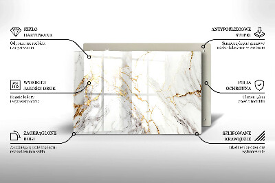 Grabkerze Untersetzer Heller Marmor mit Gold