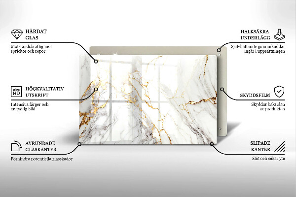 Grabkerze Untersetzer Heller Marmor mit Gold