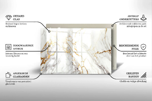 Grabkerze Untersetzer Heller Marmor mit Gold