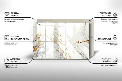 Grabkerze Untersetzer Heller Marmor mit Gold