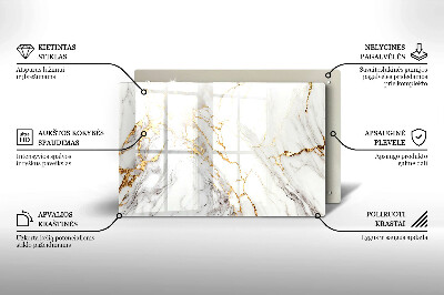 Grabkerze Untersetzer Heller Marmor mit Gold