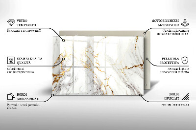 Grabkerze Untersetzer Heller Marmor mit Gold