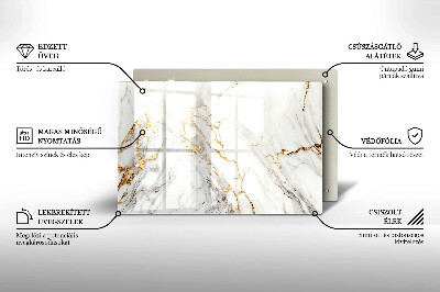 Grabkerze Untersetzer Heller Marmor mit Gold