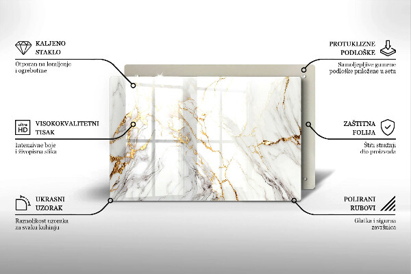 Grabkerze Untersetzer Heller Marmor mit Gold