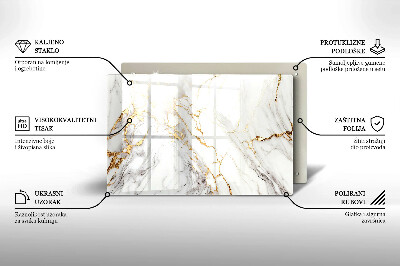 Grabkerze Untersetzer Heller Marmor mit Gold