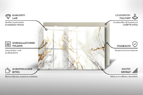 Grabkerze Untersetzer Heller Marmor mit Gold