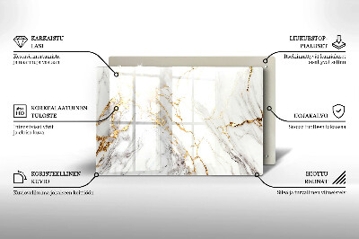 Grabkerze Untersetzer Heller Marmor mit Gold