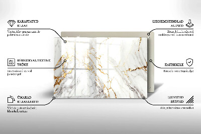 Grabkerze Untersetzer Heller Marmor mit Gold