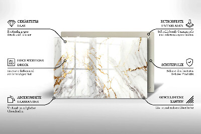 Grabkerze Untersetzer Heller Marmor mit Gold