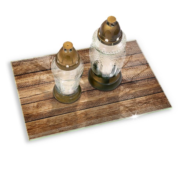 Glasunterlage für Grabkerzen Holzstrukturplatten